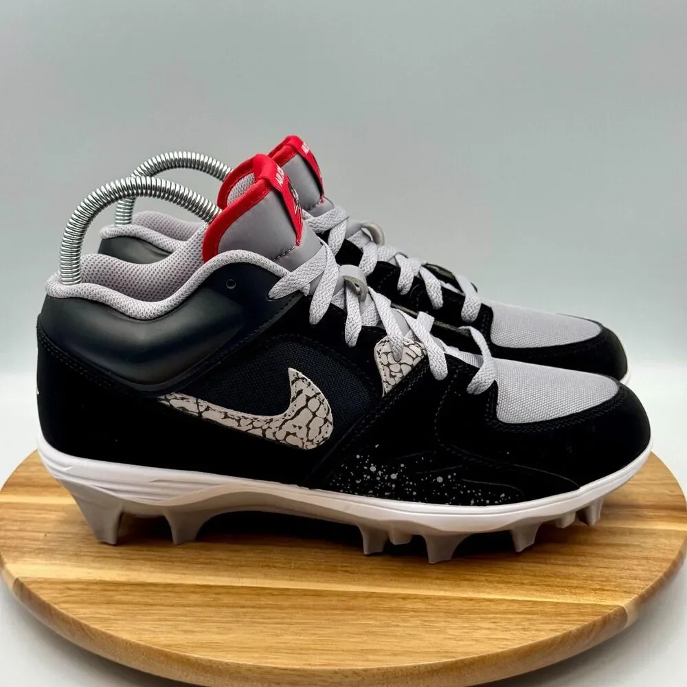 NIKE Air Jordan Stadium 90 Low TD Men Size 9.5 Black Cement Football Cleats